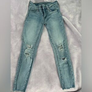 American eagle jeans for sale, light blue color, size is double zero